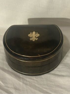 Vintage Antique Italian Leather Box Gilt Fleur Di Lis Made in ITALY